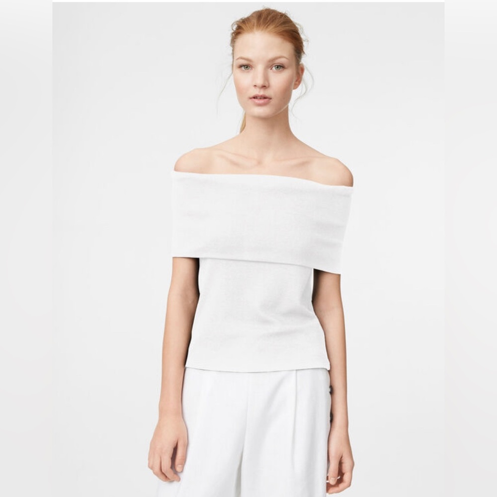 Club Monaco XS White Off Shoulder Top